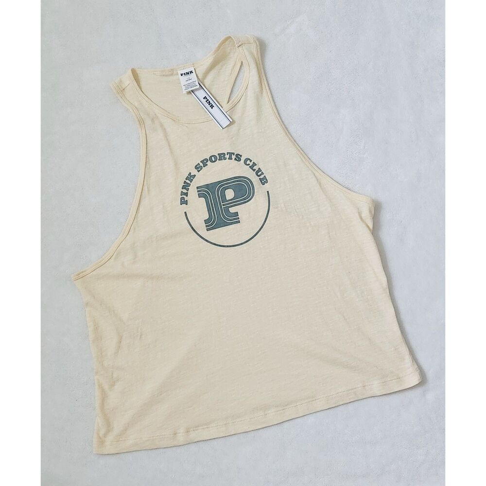 NWT pale yellow long muscle top L